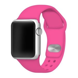 Neon Pink Apple Compatible Silicone Watchband